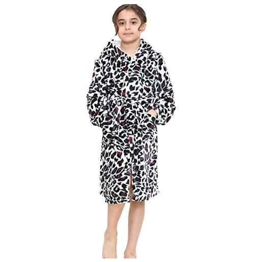 A2Z 4 Kids bambini ragazze accappatoio progettista leopardo stampare flannell vello - bathrobe 956 t. D pink 13