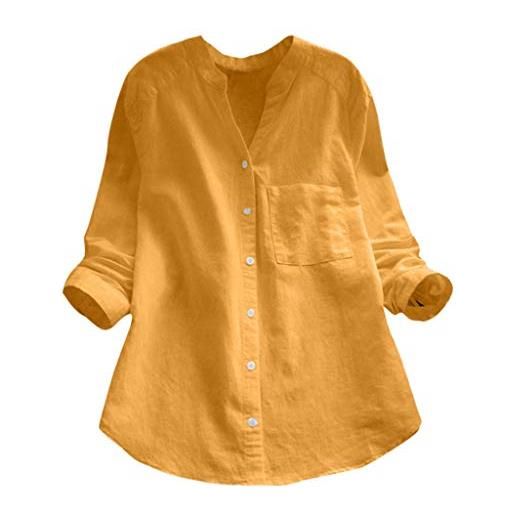 Generico pigiama cotone camicetta con bottoni camicetta corta da donna camicetta da donna in cotone casual con maniche in lino camicie anni 60