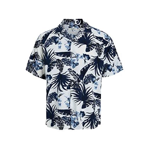 JACK & JONES jprblatropic resort-maglietta s/s relax sn camicia, bianco peperoncino/stampa: ss23, s uomo