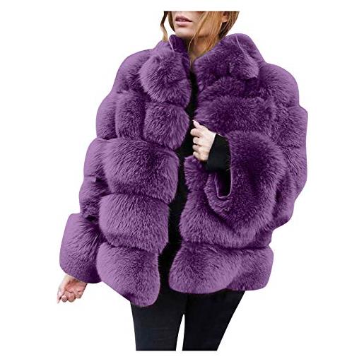 LJHH giacca donna eleganti pelliccia sintetica giubbino pelliccia ecologica donna manica lunga giubbotti corte invernali cotone caldo taglie forti cardigan giubbino capispalla giacche imbottito piumino