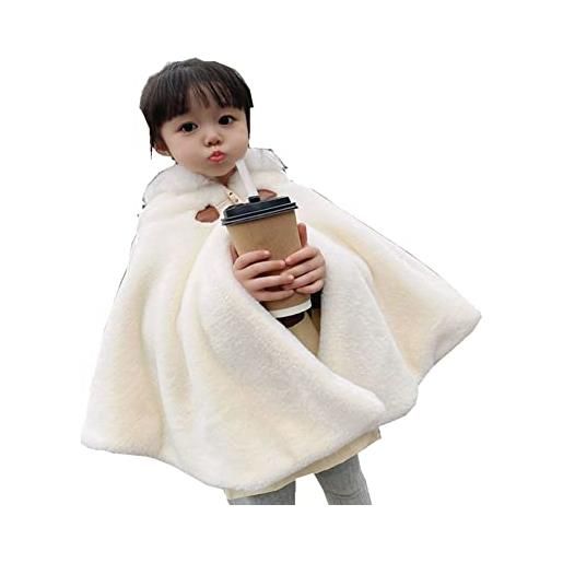 Proumhang mantello da bambina con cappuccio, poncho invernale, scialle all'aperto, giacca con cappuccio, mantello da principessa, bebè bambini neonati tuta da neve, kaki, 120