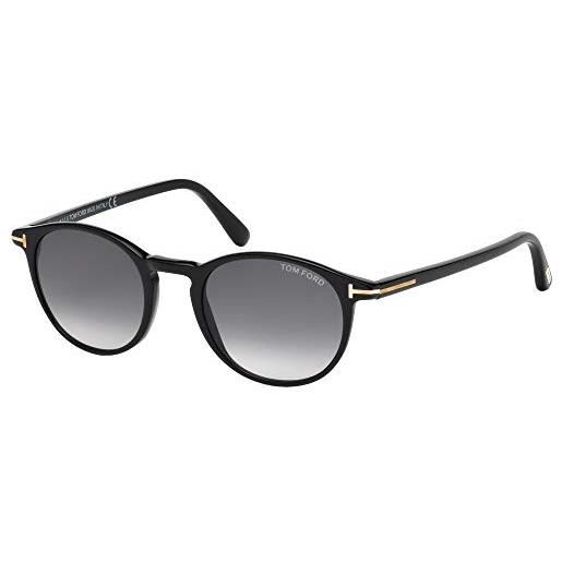 Tom Ford ft0539 sunglass pant montature, black lucido with fumo grad, 48 unisex-adulto