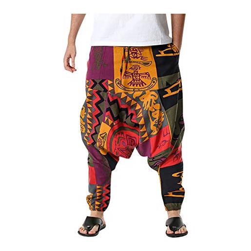 WOXIHUAN pantaloni da uomo harem comodi pantaloni casual da uomo pantaloni con stampa stile etnico pantaloni pantaloni cavallo basso etnico pantaloni da yoga great comfort con tasche