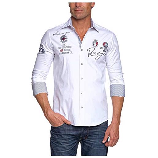 Redbridge - r-2130, camicia casual da uomo, manica lunga, regular fit, bianco (weiß (white)), 2xl