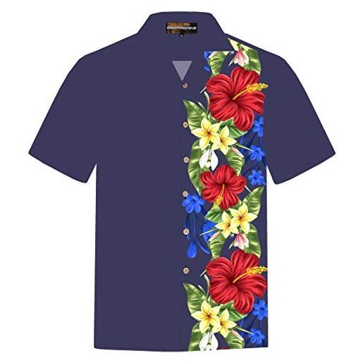 Hawaiihemdshop camicia hawaiana, da uomo, in cotone, taglia s 8xl, a maniche corte, stile hawaiano, con fiori, stile retrò, stile classico, con ibisco, con bottoni in noce di cocco, da uomo, bird