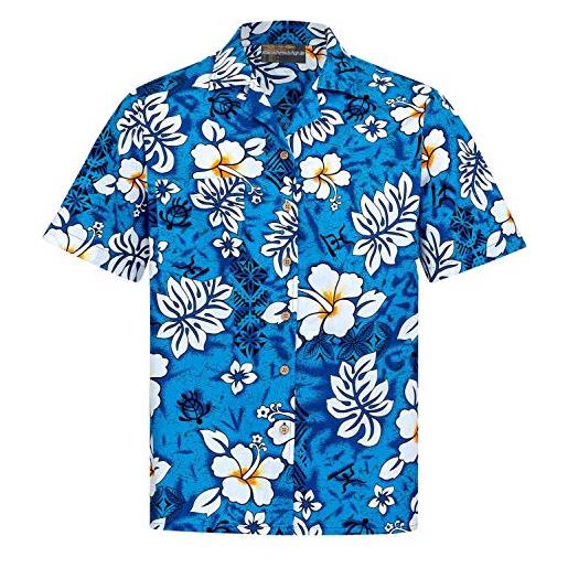 Hawaiihemdshop camicia hawaiana da uomo, in cotone, taglia s, 8xl, a maniche corte, camicia hawaiana, fiori, retrò, classico, ibisco, aloha, bottoni di cocco, camicia hawaiana da uomo, nero/rosso, 