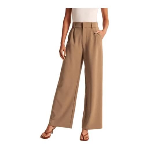 XinCDD pantaloni da donna sciolto wide leg pantaloni da jogging casual colore solido pantaloni eleganti con tasche (3xl, kaki)