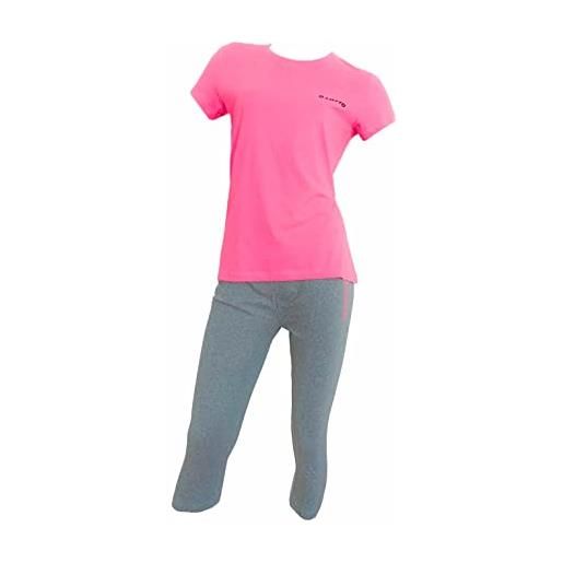 Lotto tuta donna estiva - completo donna sportivo in cotone con pantalone capri corto (t-shirt jeans+capri grigio, xl)