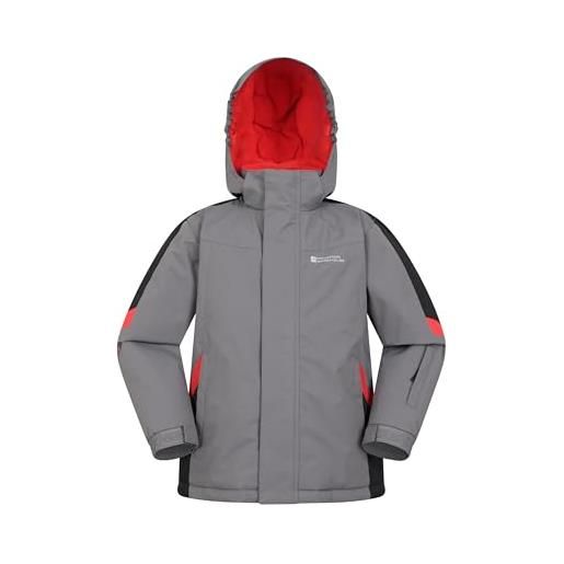Mountain Warehouse raptor - giacca da neve bambino - resistente alla neve, foderata in pile per bambini, invernale grigio scuro 7-8 anni