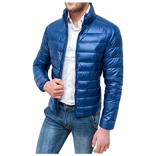 Evoga piumino giubbotto uomo 100 grammi autunno inverno casual impermeabile bomber jacket antivento (it, testo, m, regular, regular, blu chiaro)