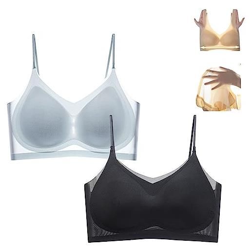 Hdnaihpp summer seamless ultra-thin plus size ice silk comfort bra, ultra thin ice silk bra (skin color+black, xl)