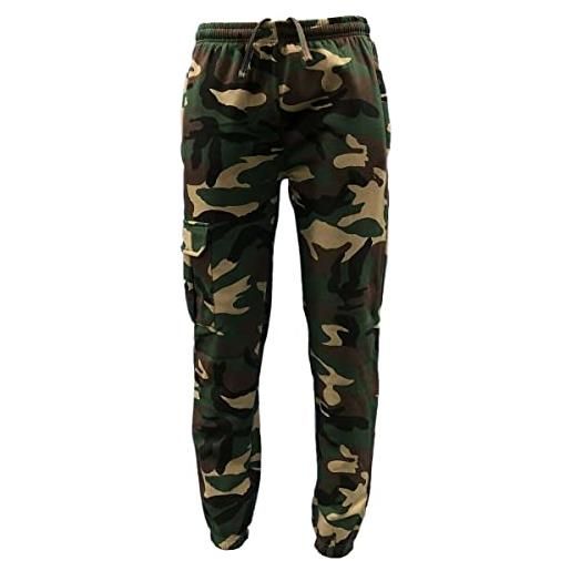 FAIRY TRENDZ unisex casual jogger pantaloni della tuta adulti camouflage casual wear jogger pant con elastico in vita, mimetico, s