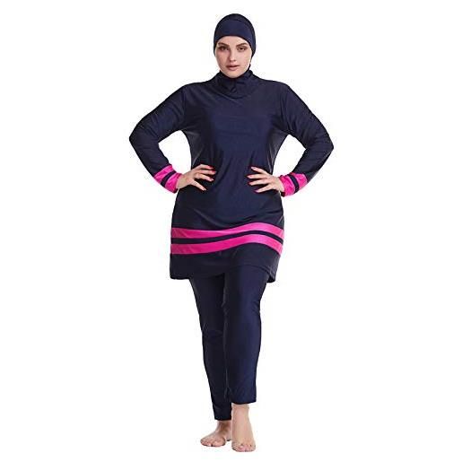 GladThink donne musulmano taglia grossa islamico tradizionale burkini modesto costumi da bagno navy 6xl