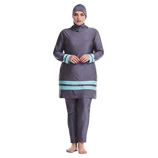 GladThink donne musulmano taglia grossa islamico tradizionale burkini modesto costumi da bagno navy 5xl