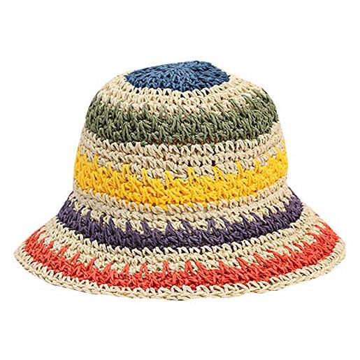 Adela Boutique cappello pieghevole a tesa larga colorato all'uncinetto, cappello parasole da esterno upf 50+ estate per donne e ragazze, stile b1, taglia unica