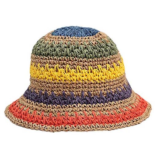 Adela Boutique cappello pieghevole a tesa larga colorato all'uncinetto, cappello parasole da esterno upf 50+ estate per donne e ragazze, stile a1, taglia unica