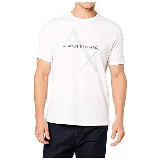 ARMANI EXCHANGE t-shirt classica in cotone con logo, t-shirt uomo, bianco, xl