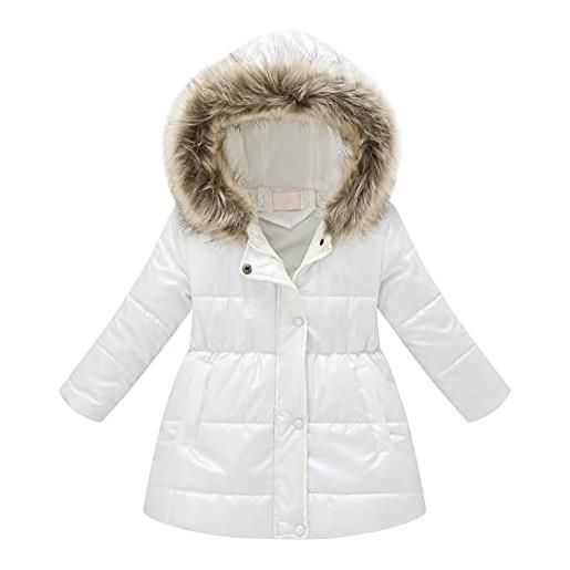 Generic giacca ragazza piumino leggero capispalla per cappotti per cappotti da antivento con cappuccio caldo e caldo per bambina pellicciotto 8 anni (black, 8-9 anni)