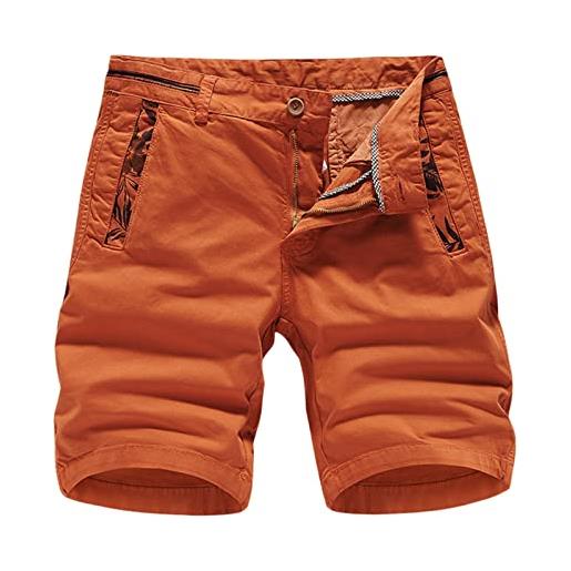 QWUVEDS pantaloni corti da uomo, ad asciugatura rapida, traspiranti, da spiaggia, da uomo, pantaloni cargo, colore: arancione. , l