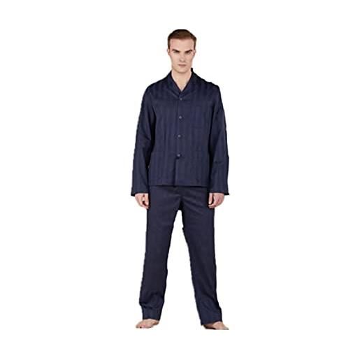 PIER MORI'S pda pigiama uomo riga raso lungo puro cotone mako' (bleu, 56, numeric_56)