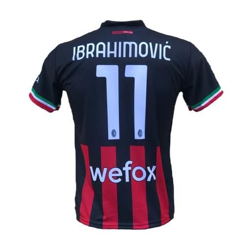 CALCIOGADGETS maglia ibrahimovic milan ufficiale 2022-2023 bambino uomo adulto replica autorizzata zlatan 11 home (4 anni)