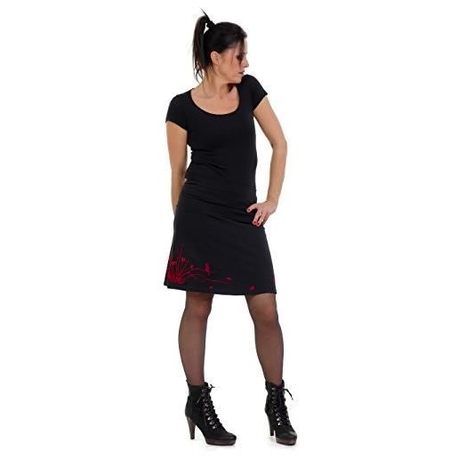 3Elfen gonna donna nero vintage moda casual in cotone stampa fata da prato e vento rosso, s