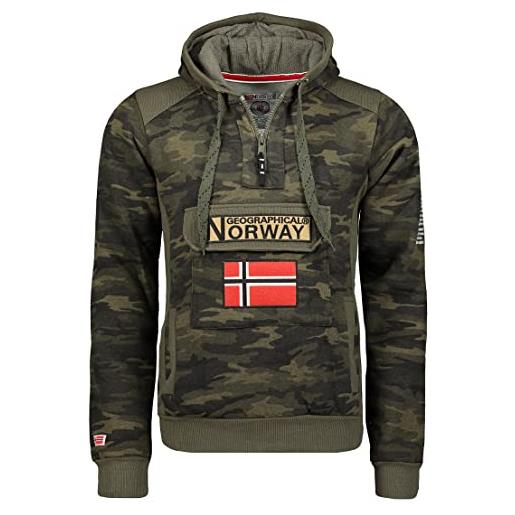 Geographical Norway - felpa con cappuccio, da uomo, stile sportivo, taglio regolare, a maniche lunghe, con tasca a marsupio, con logo, calda rosso xxxl