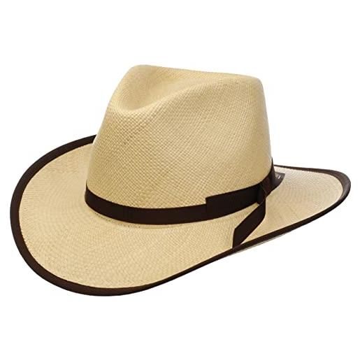 Borsalino cappello panama western quito uomo - made in italy di paglia da sole con nastro grosgrain primavera/estate - 58 cm natura
