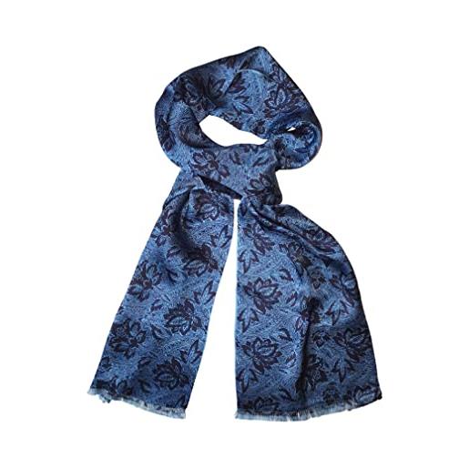 Posh Gear donna uomo sciarpa di seta fioriseta, blu 100% seta