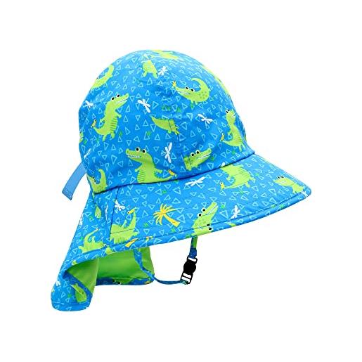 Zoocchini cappellino cappello da sole per bambino pescatore con laccetto, con protezione uv 50+, taglia 2-4 anni, modello alligatore