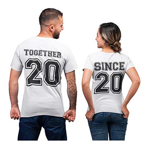 Colorfamily coppia magliette san. Valentino personalizzabile together since - personalizza con anno di fidanzamento o matrimonio - idea regalo per lui e lei