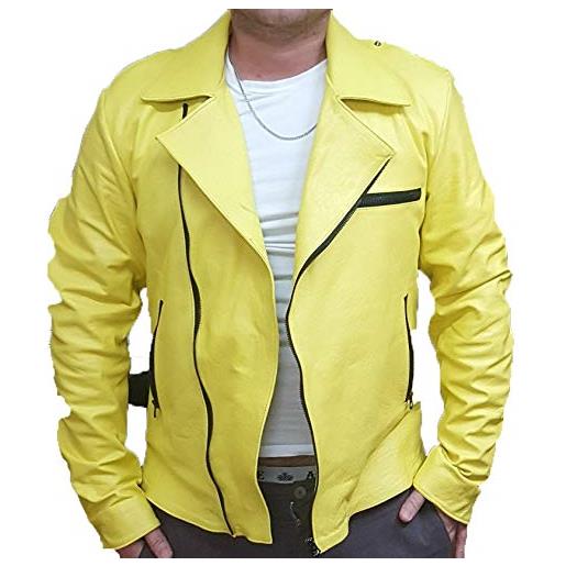 creazioniinpelle giacca giubbotto vasco rossi vera pelle xs s m l xl xxl 3xl made in italy giallo (xxl)
