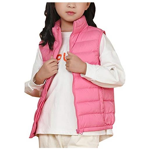 Shengwan bambini piumino gilet ragazze ragazzi leggero smanicato piumini giacche cappotti beige bianca 120-130