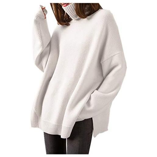 Wenwenma maglione di cachemire da donna - maglione di cachemire di alta moda con collo alto (bianco, small)
