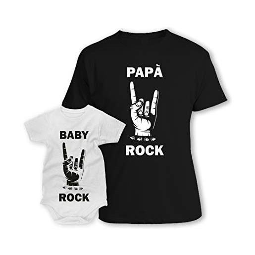bubbleshirt tshirt coppia t-shirt maglietta papà body papà padre figlio festa del papà -papà rock - figlio rock - idea regalo