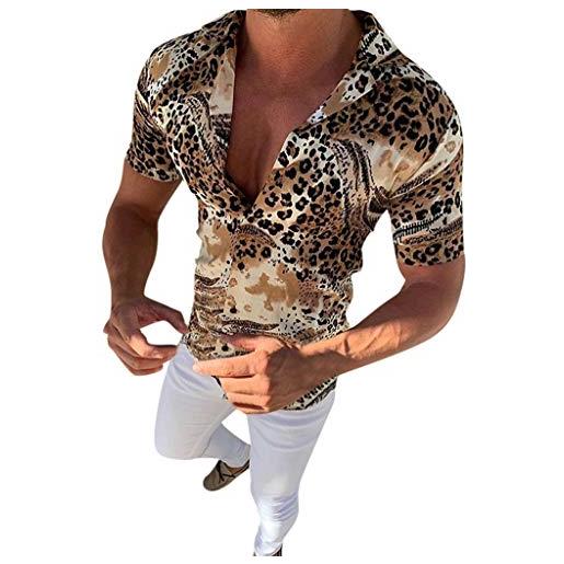 Xmiral camicia camicetta uomo etnico manica corta casual lino cotone stampa hawaiana (xxl, 3multicolore)