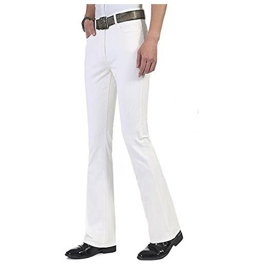 Idopy - pantaloni da uomo classici in velluto a coste con fondo svasato, elasticizzati anni '60 e '70
