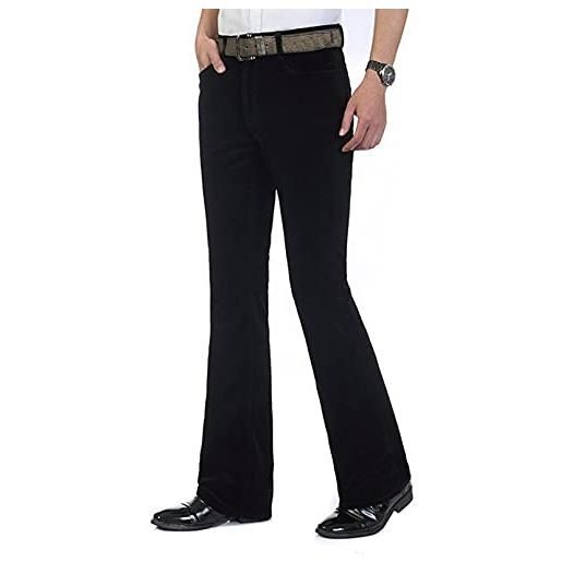 Idopy - pantaloni da uomo classici in velluto a coste con fondo svasato, elasticizzati anni '60 e '70