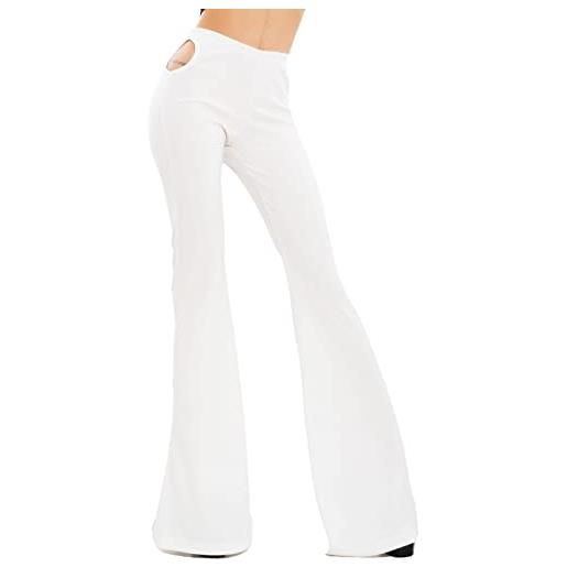 Toocool pantaloni donna campana oblò zampa elefante elasticizzati vi-3662 [taglia unica, verde bandiera]