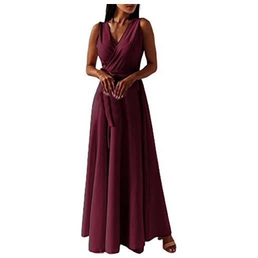 MJGkhiy vestiti donna eleganti da cerimonia estivo sbuffo plissettata vestito abito con spacco da spiaggia infinity dress lungo seta banchetto maxi abito in raso vestito da cocktail donna curvy