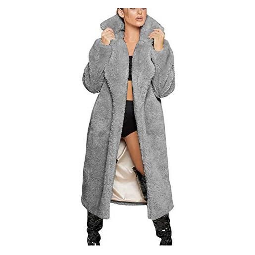 LJHH donna cappotto caldo faux fur pelliccia sintetica giacca in pile da donna giacca lunga elegante pelliccia ecologica donna tinta unita per il tempo libero giubbotto caldo morbido pelliccia artificiale