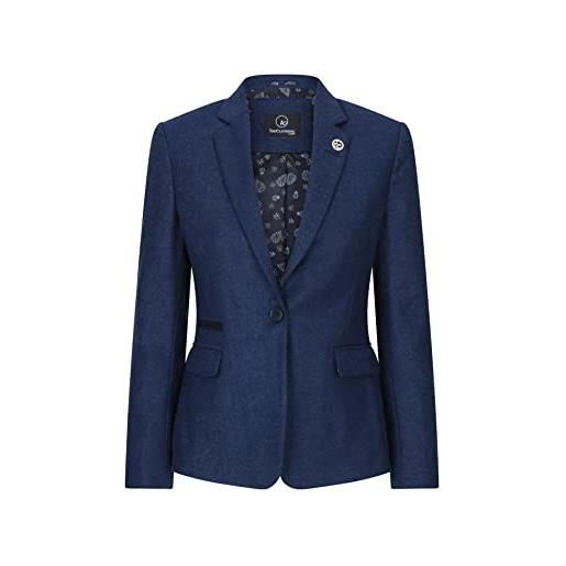 TruClothing.com giacca blazer o gilet da donna in tweed blu herringbone blinders 1920s - blu scuro_blazer 44