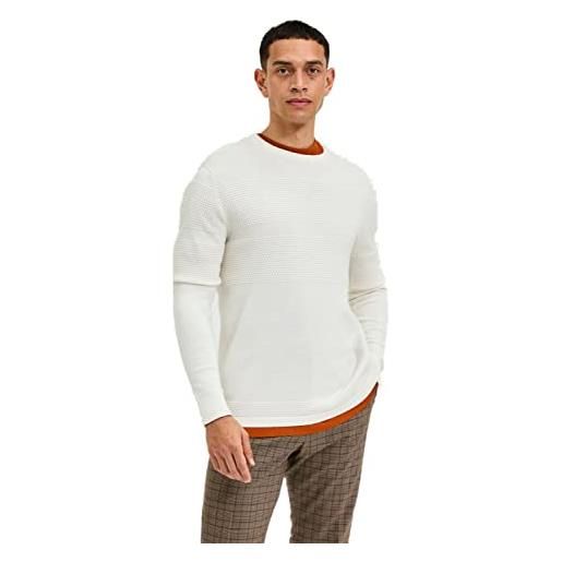 SELECTED HOMME slhmaine ls knit crew neck w noos maglione, egret, l uomo