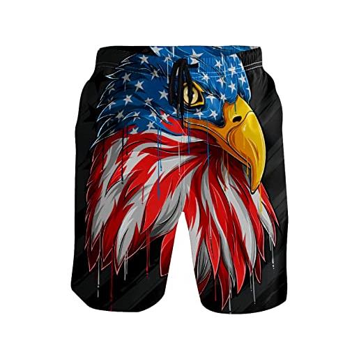 GISPOG costume da bagno da uomo con bandiera americana eagle head beach board shorts, colore unico, s