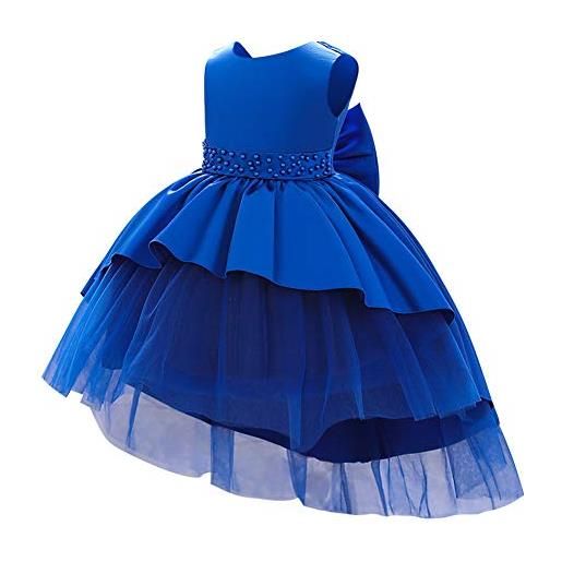 FYMNSI vokuhila - vestito da damigella d'onore, da principessa, elegante, per feste, compleanni, balli, blu reale, 5-6 anni