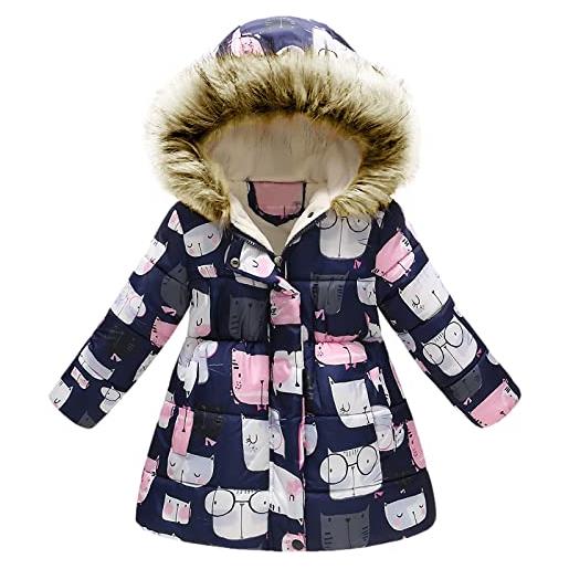 amropi cappotto bambini ragazze floreale giacca con cappuccio inverno giacche cappotti leopardo, 9-10 anni
