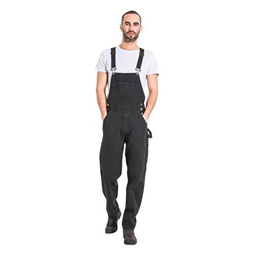 Wash Clothing Company salopette uomo vestibilità morbida - nero bib overalls a buon mercato maddoxblk-xxl-40