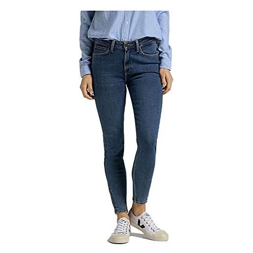 Lee scarlett high zip jeans donna, blu (mid ely), 33w / 31l