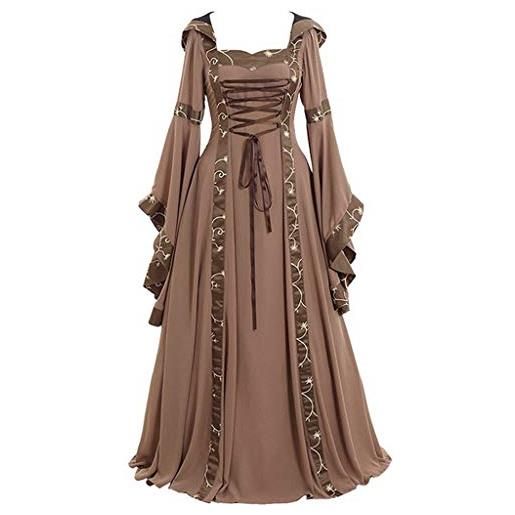 Generic abito da pavimento cosplay vintage medievale rinascimentale abito da donna gotico da donna vestito da donna lungo (z2-blue, m)