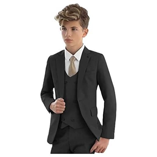 Botong 3 pc vestito formale per i ragazzi peak risvolto giacca gilet pantaloni ragazzi partito suit wedding smoking kids suit, cachi, 10 anni